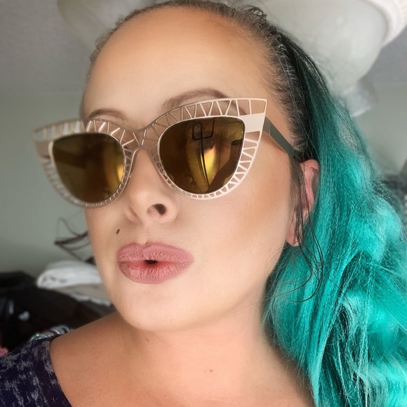 Gold Cat eye cut out sunglasses main image 6
